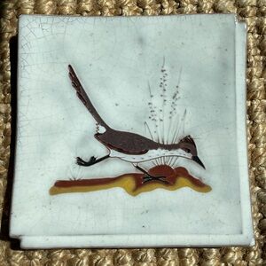 Gaskins Gila Arts Roadrunner Paisano Art Pottery Tile MCM Plaque